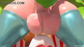 公主rosalina,一个饥渴的扶她女,在这部hentai视频中自慰并口交。